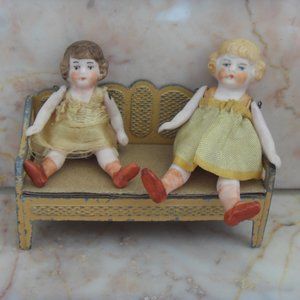 Antique German Bisque Dollhouse Dolls